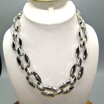 Vintage Tank Track Necklace, Silver Tone Links - £36.69 GBP