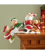 Whimsical Playful Santa And Friends Shelf Sitter Home Decor Holiday Orna... - $28.01 CAD