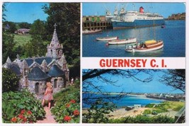 United Kingdom UK Postcard Guernsey Channel Islands Mail Boat Multi View - £1.71 GBP
