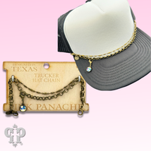 Bling Bronze Western Trucker Hat Double Chain with Crystal Drop - $14.85