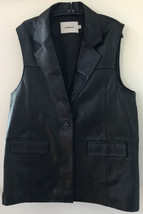 Deadwood Recycled Black Lambskin Leather Button Up Vest Biker 38 M-L 42&quot;... - £98.32 GBP