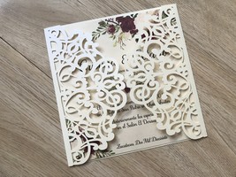 50pcs Cream invitation card,Wedding Shower Invite,laser cut Wedding Invitation - $50.80