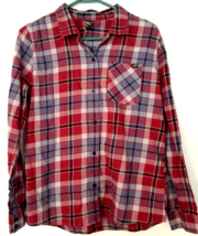 Fox flannel shirt size L men button close plaid, long sleeve 100% cotton - $15.10