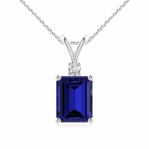 ANGARA Lab-Grown Blue Sapphire Pendant with Diamond in Silver (9x7mm,2.45 Ct) - £476.91 GBP