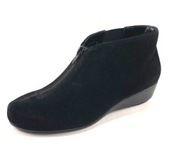 Aerosoles Allowance Black Suede Leather Low Wedge Ankle Bootie - £76.09 GBP