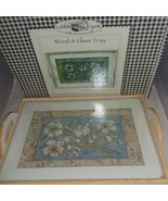 New In Box Cobble Creek Glass Wood Floral Tray Cherrydale Farms PA Kate ... - $19.99