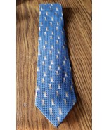HONORS Men&#39;s Blue With Gold Triangle&#39;s Silk Necktie Tie - £5.43 GBP