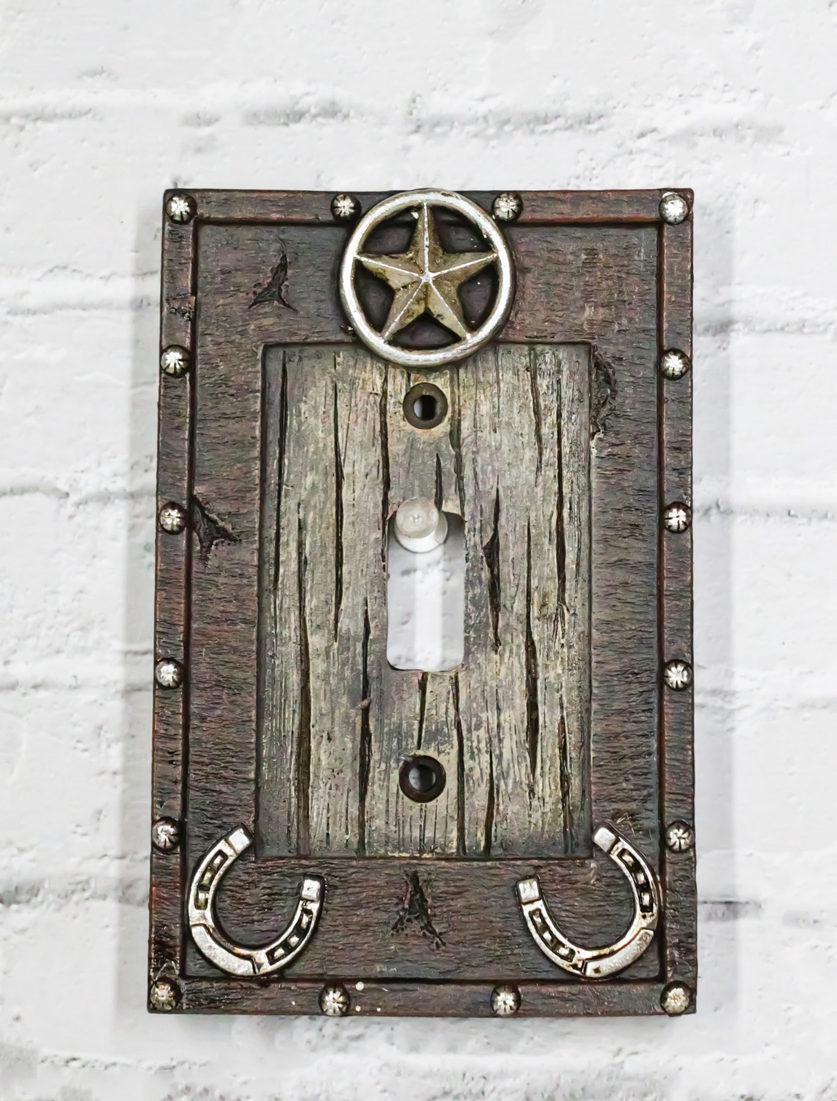 Set Of 2 Rustic Western Star Lucky Horseshoes Single Toggle Switch Plate... - $24.99