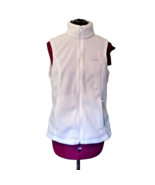 Columbia Full Zip Vest White Womens Fleece Size Medium Logo Zip Pockets - $17.83