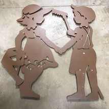 Vtg Handcrafted Lawn Art Yard Shadow Silhouettes Gardening Boy &amp; Girl 26” Tall - £19.78 GBP