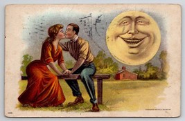 Kissing Romance Under The Moon With Teeth And Big Smile Postcard A46 - £11.81 GBP