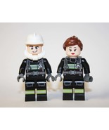 Minifigure Fire Fighter Black And White Fireman C Building - $18.95 CAD