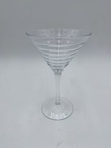 Vintage MCM Barware Martini Glass Optic Rings 9 Oz  7inch - $5.90