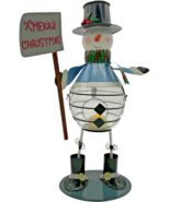 VTG Metal Snowman Tea Light Candle Holder, 13.5 inches tall - $16.86