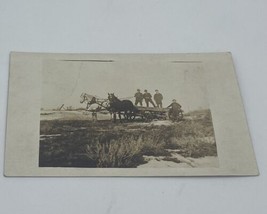 RPPC vintage postcard Corralling Men With Horse Drawn Carriage Farmers 1... - $19.99