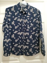 Artistry in Motion Men&#39;s Size L Slim Fit Button Shirt Long Sleeve Puzzle Pieces - £18.94 GBP