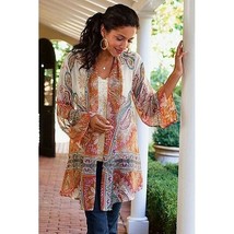 Soft Surroundings M Semi-Sheer Paisley Print Catherine Kimono-Style Open... - $29.00