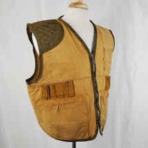 Vintage SafTbak Sportsman Hunting Shooting Vest XL Tan Canvas Zip Up Distressed - £21.24 GBP