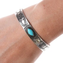 6.5&quot; 30&#39;s Navajo stamped silver and turquoise bracelet - £463.97 GBP