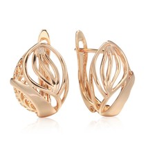 Hot Fashion Glossy Dangle Earrings 585 Rose Gold Simple Flower Earrings For Wome - £6.98 GBP