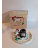 Avon Snuggly Mouse Candle Holder Christmas Ceramic Sleeping Pot Belly St... - $282.14 MXN