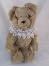 Applause Amanda Teddy Bear Lace Collar 13 Inch Korea Stuffed Animal toy - $10.95