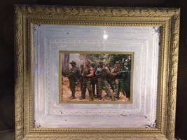 Framed Cast Of Predator In Warrior Design Vintage Custom Frame Matted 30&quot; X 26&quot; - £159.07 GBP