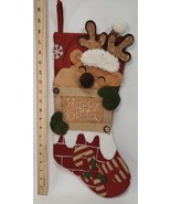 Holiday Time 2D Burlap reindeer Christmas Stocking Multicolor 18&quot; - $362.50 MXN