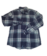 Eddie Bauer Flannel Shirt Mens Large Relaxed Fit Blue Green Plaid Outdoors - $33.72 CAD