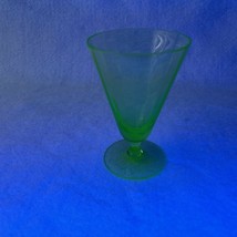 Parfait Cup Green Uranium Glass Depression Footed Panel Optic Fluted Vin... - $23.98