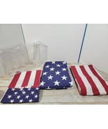 Star Stripes Theme Twin Fitted Sheet Flat Pillow Sham Set Patriotic Flag... - $54.23 CAD
