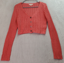 Aéropostale Crop Cardigan Womens Medium Coral Long Sleeve V Neck Button Front - £13.32 GBP