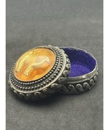 Vintage Egyptian Style Jewelry Box Velvet Inside With camel Incrustation - $59.50