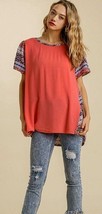 New UMGEE Small Coral &amp; Bombay print Round Neck Oversized Top High-Lo Hem - £14.72 GBP