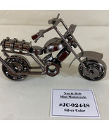 MOTORCYCLE MINI REPLICA: MADE OF SILVER NUTS &amp; BOLTS; ROTATING PARTS; NE... - £9.41 GBP