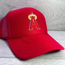 New Los Angeles Anaheim Angels Red Hat 5 Panel High Crown Trucker Snapback - £18.34 GBP