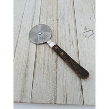 Pizza Cutter Blade 2 3/8&quot; Diameter 7&quot; Stainless Steel Wood handle Advertising - £7.95 GBP