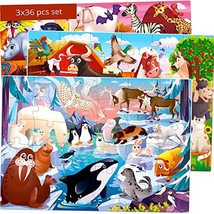 QUOKKA Puzzles for Toddlers 3-5  3 x 36 Pieces Floor Puzzles for Kids Ages 2-4  - £20.69 GBP
