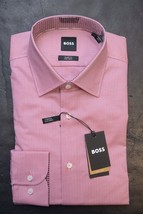 Hugo Boss Men&#39;s Max Sharp Fit Easy Iron Stretch Cotton Dress Shirt 43 17 32/33 - £51.42 GBP