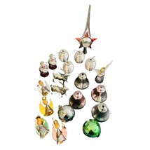 Silver Metallic Celluloid MCM 1950&#39;s Christmas Ornaments &amp; Tree Topper Set Of 20 - £51.15 GBP