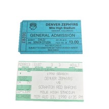 1990 Denver Zephyrs ticket stub vs Scranton Red Barons Mile High Stadium 8/13 - $10.00