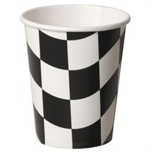 Black &amp; White Check 9 oz Hot/Cold Cups 8 Pack Car Racing Birthday Party Decor - £12.82 GBP