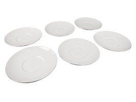 Set of 6 Vintage Thomas Germany Platinum Band Coupe 6-3/8&quot; Saucer Plates White - £18.94 GBP