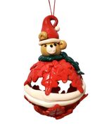 RARE Bear in Santa Claus hat w/ Oak Leaf at the bottom Christmas Tree Or... - $274.42 MXN