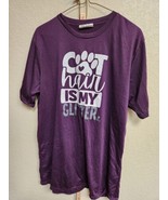 Womens T Shirt Top Size L Large Tee Cat Lady Purple Cat Hair Is Glitter - $11.51 CAD
