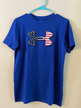 Boys Under Armour Heat Gear loose athletic top Blue w UA Logo - youth YXL - $16.69