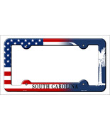 South Carolina|American Flag Novelty Metal License Plate Frame LPF-479 - £15.14 GBP