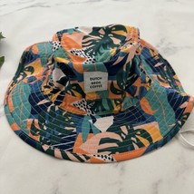 Dutch Bros Coffee Bucket Hat Size M Blue Green Tropical Print Sun Wide Brim - £15.60 GBP