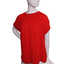 Lands&#39; End Women Size 18 Petite, Short Sleeve Accordion Pleated Blouse, Red - $26.99