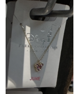 Disney Parks Mickey Mouse Lt Amethyst June Faux Birthstone Necklace Silv... - £25.88 GBP